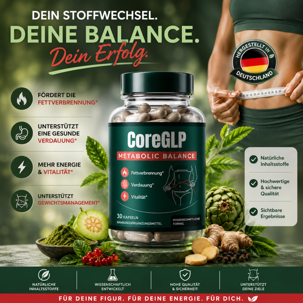 CoreGLP Metabolic Balance Kapseln für Stoffwechsel und Gewichtsmanagement mit natürlichen Inhaltsstoffen. Hergestellt in Deutschland.